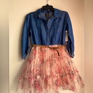 Pink & Violet Denim and floral dress.